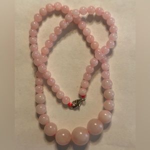 Artisan Galilea Rose Quartz Graduated Bead Sterling Clasp 18” Length Necklace